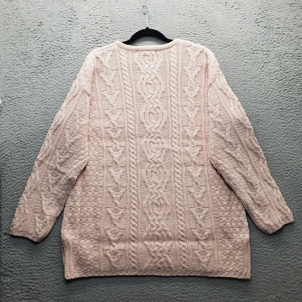 Vintage Aran Crafts Ireland Knitted Sweater Womens XL Pink Merino Wool Crew Neck - Picture 2 of 7